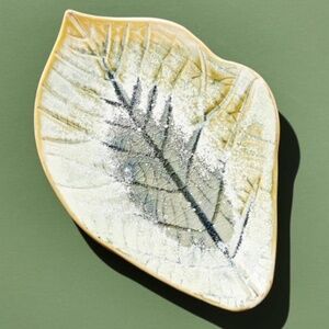 Anthropologie Oak Leaf Ceramic Side Dish